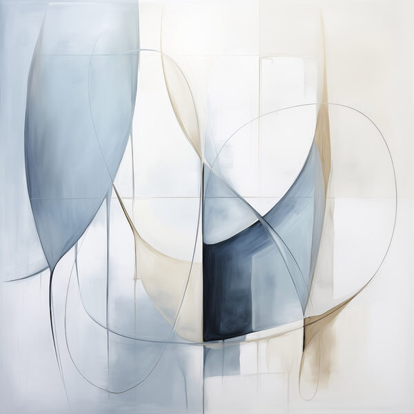 Painting of a blue and white art