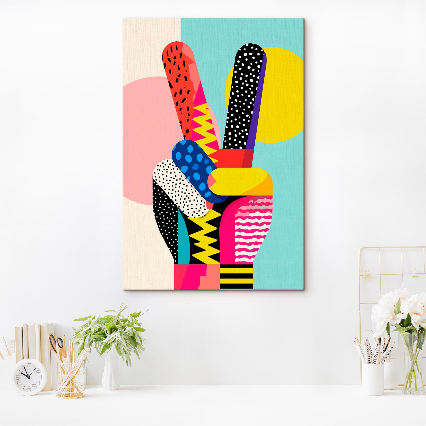 Hand with different colored shapes