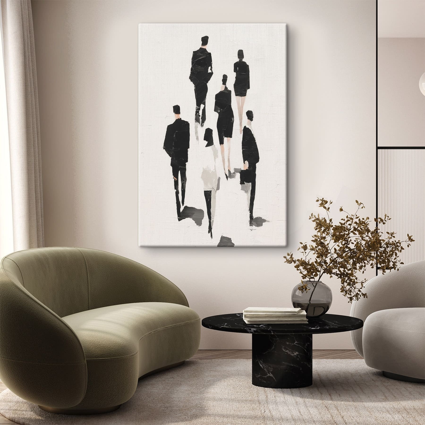 Group of people in black and white
