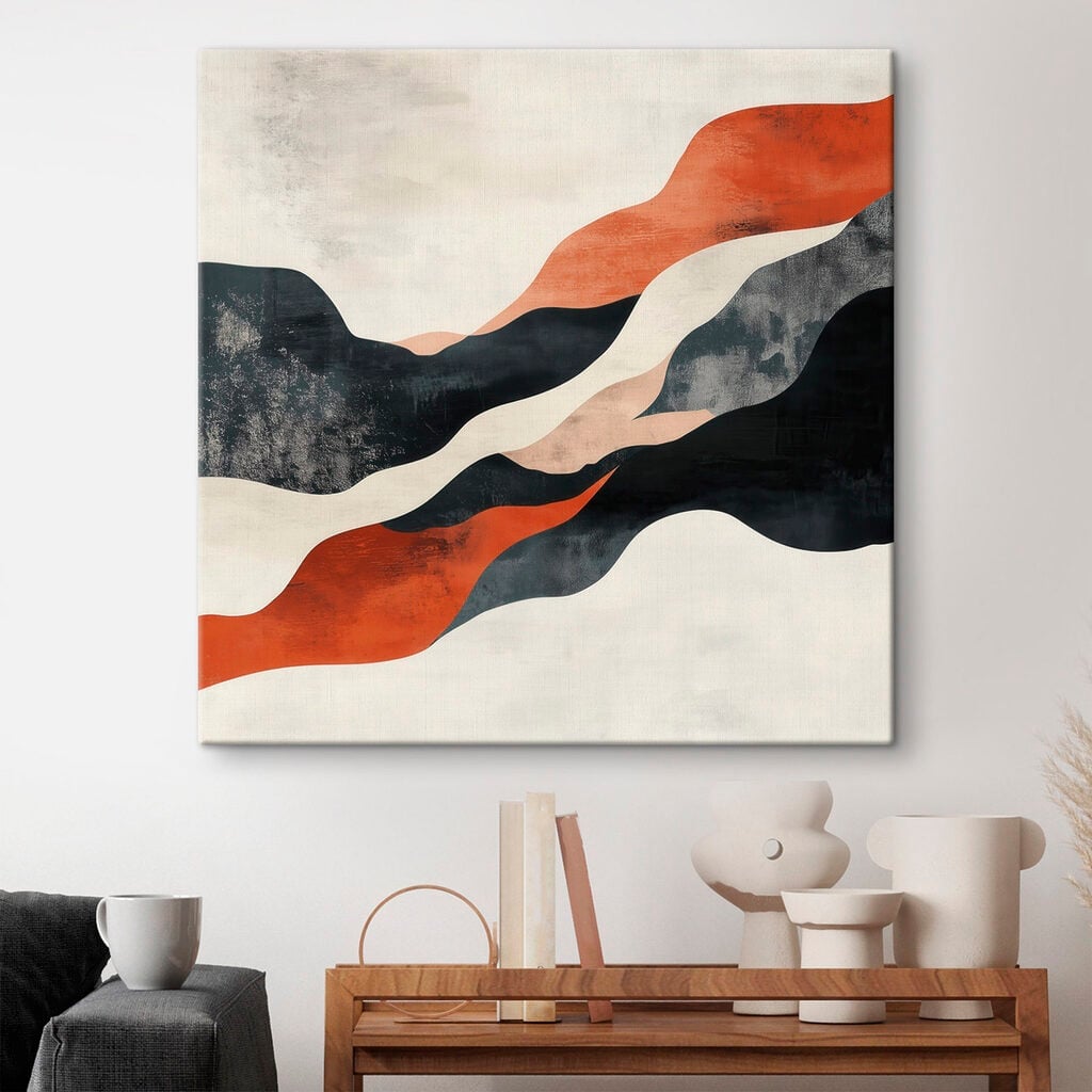 Black orange and white waves