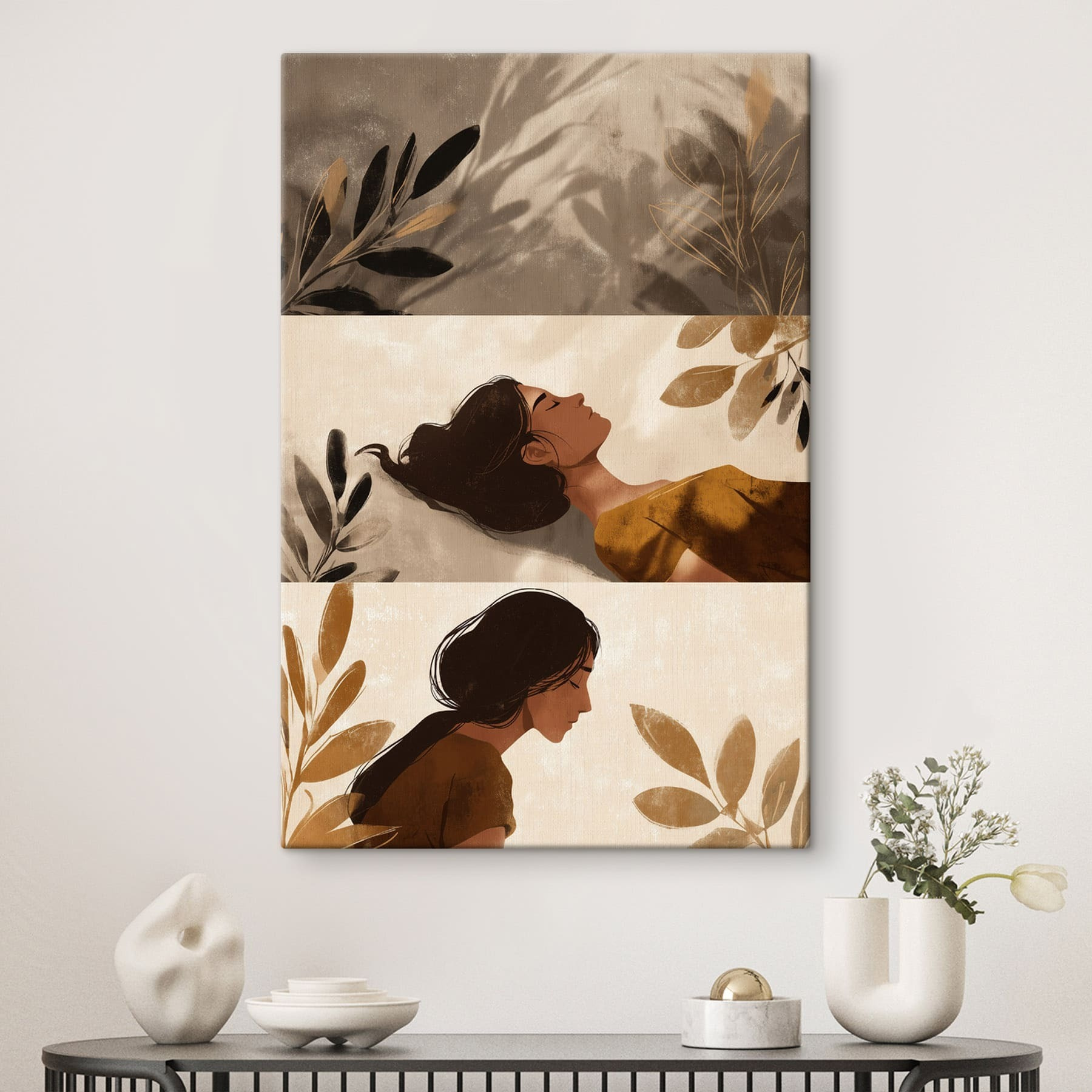 Collage of a woman sleeping