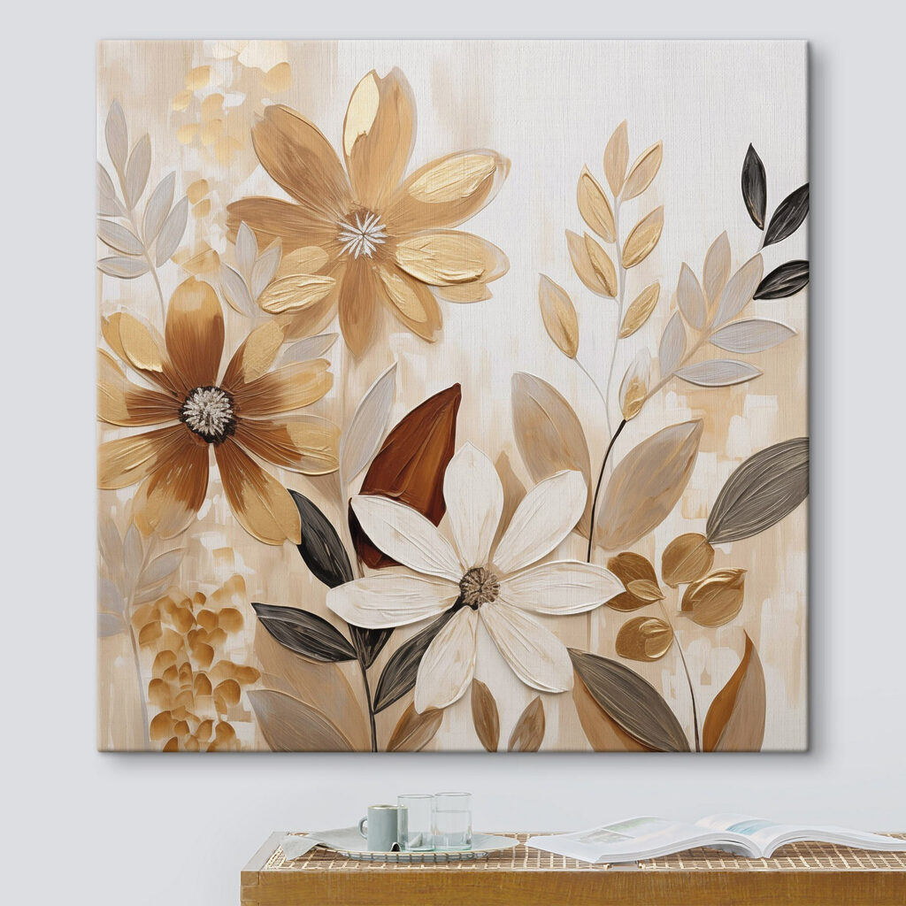 Painting of flowers and leaves