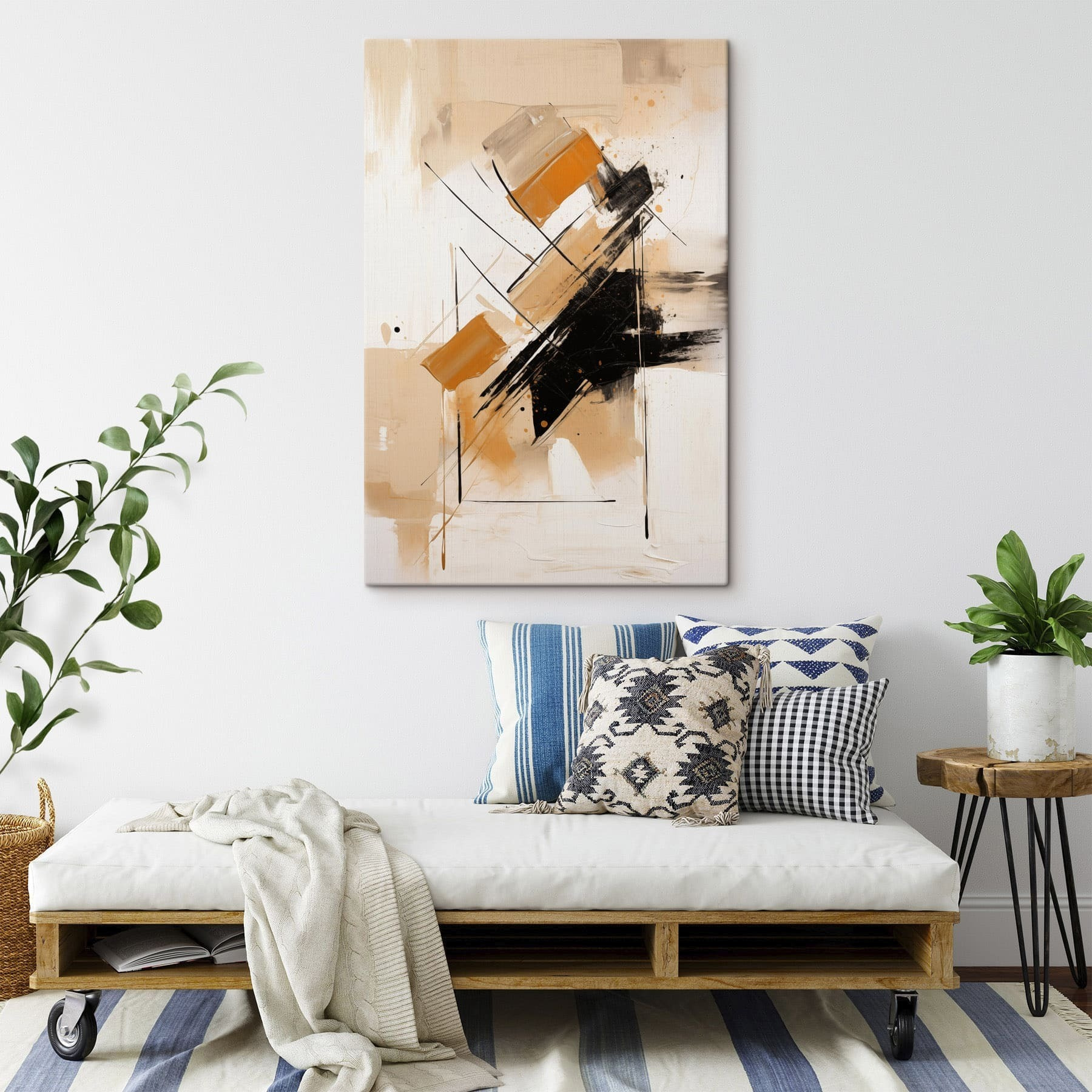 Painting of a black and orange paint