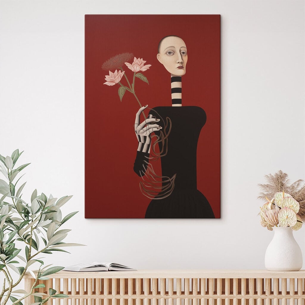 Painting of a woman holding flowers
