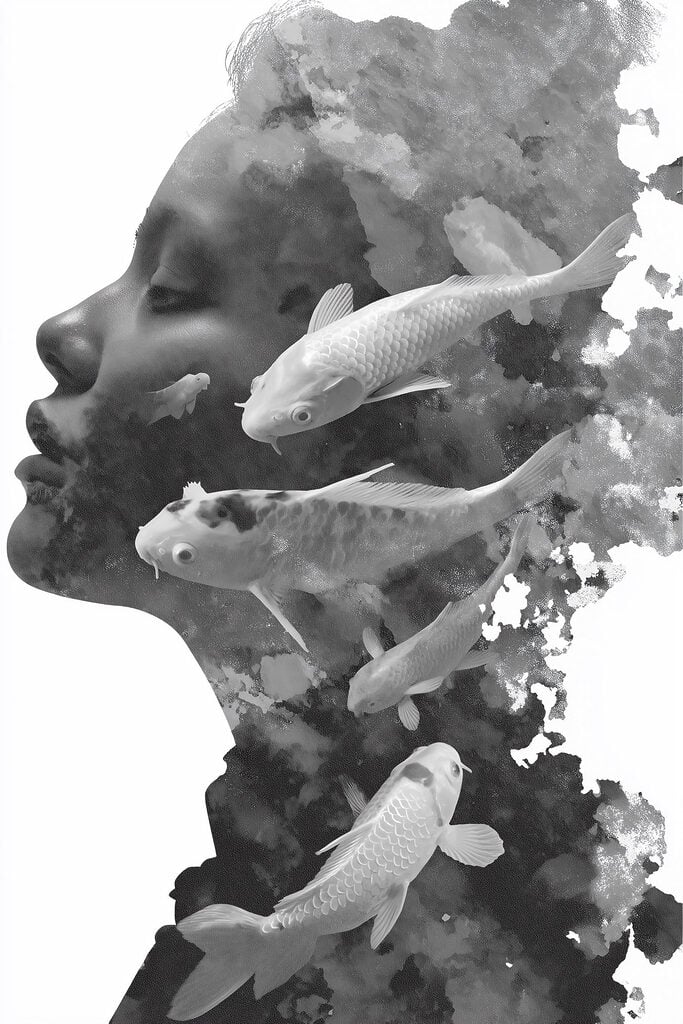 Woman's face with fish