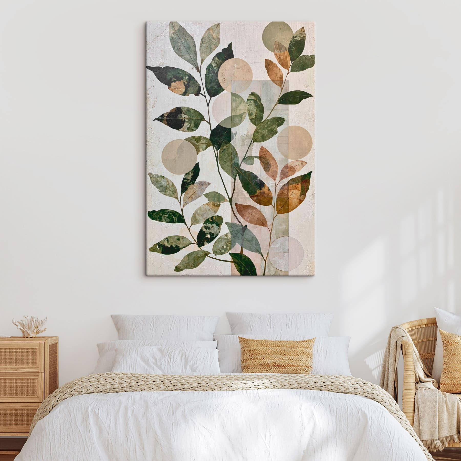 Painting of leaves and circles