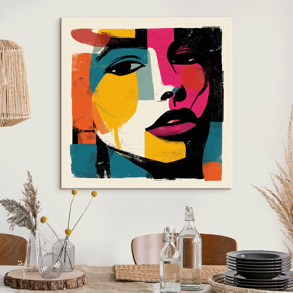 Woman's face with colorful paint