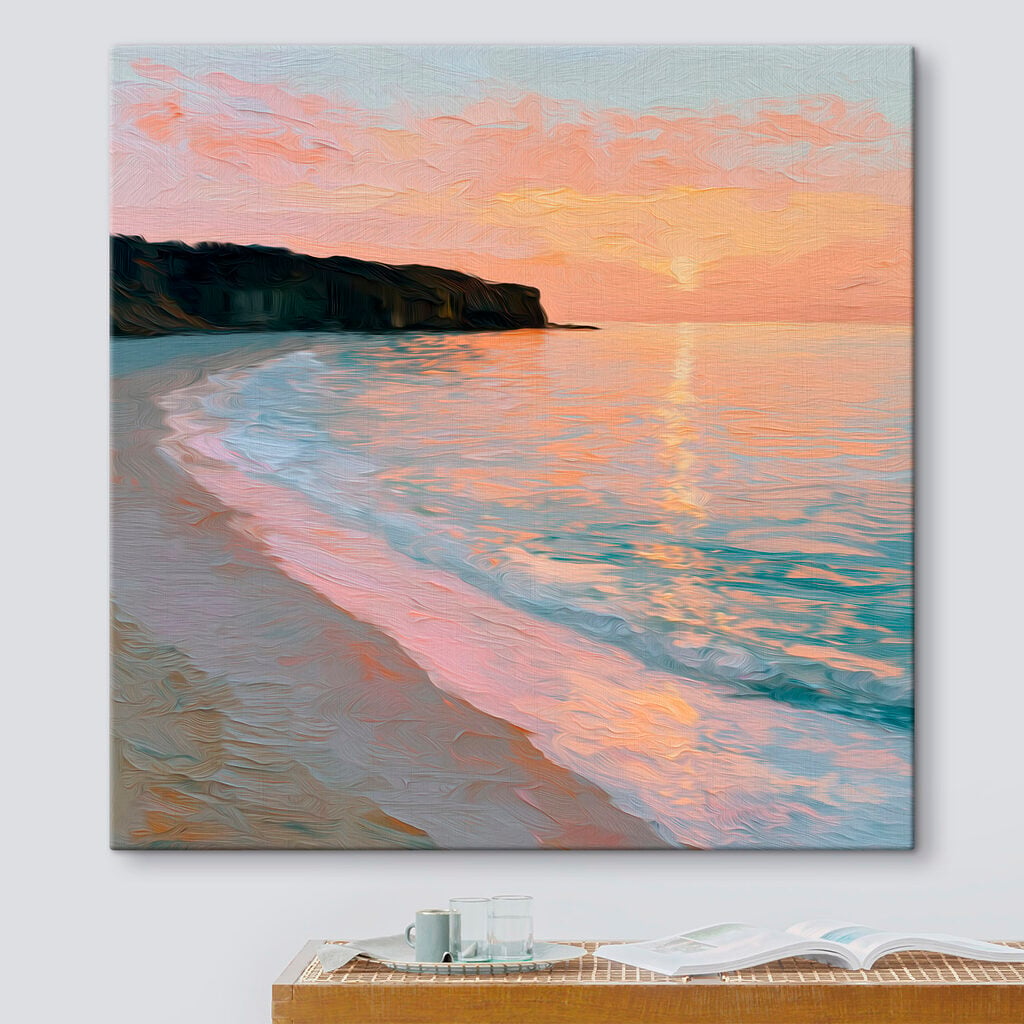 Beach with waves and cliffs