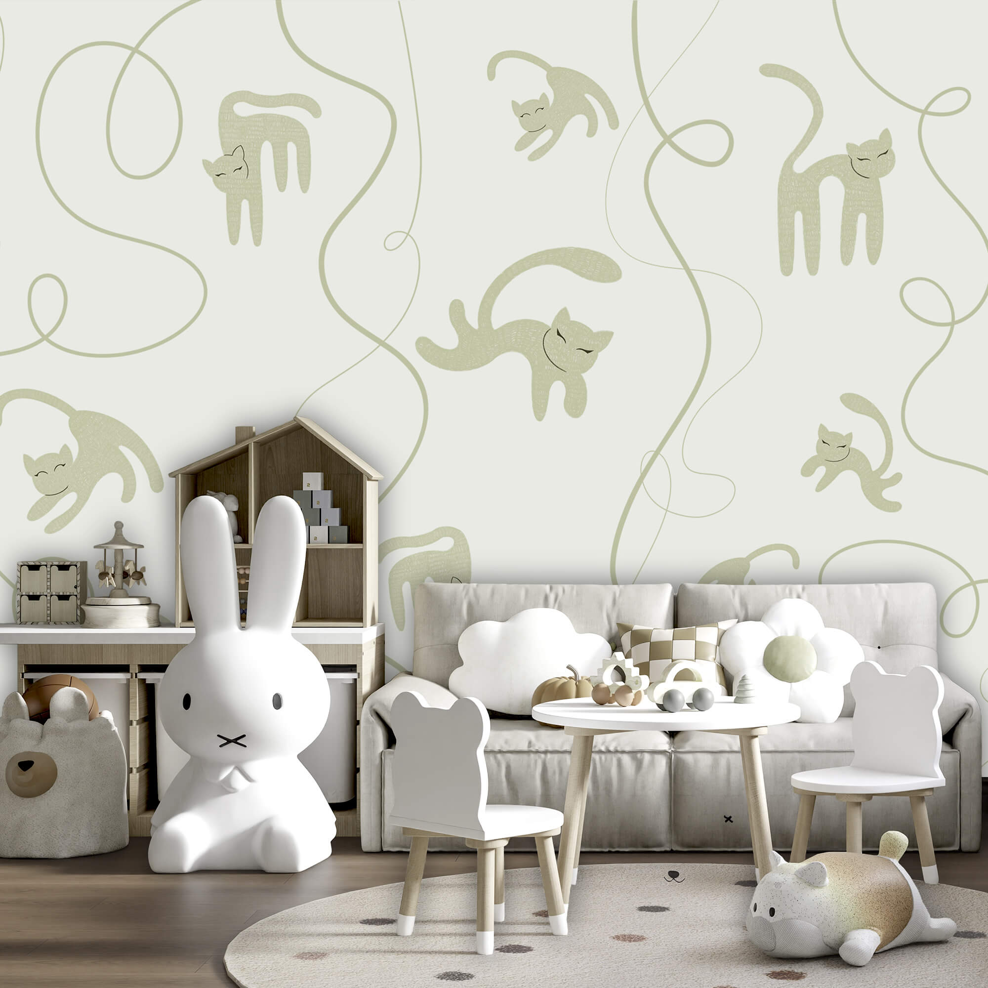 Fototapeta Fototapeta Wzór z kotami i pnączami (SKU: t00661)